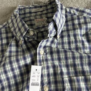 J. Crew Men's Green and Blue Checkered Shirt